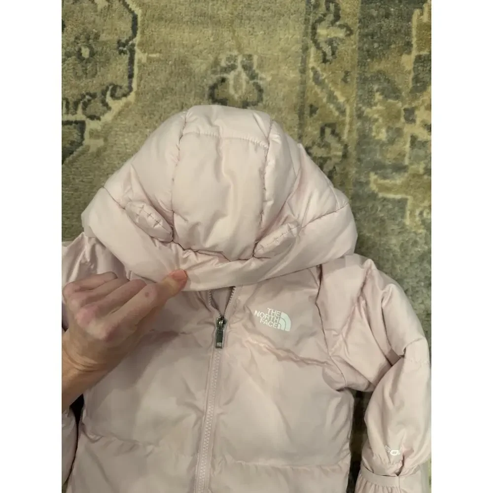 THE NORTH FACE Pink DOWN Filled FLEECE-LINED JACKET Baby Girl Sz 18-24 Months